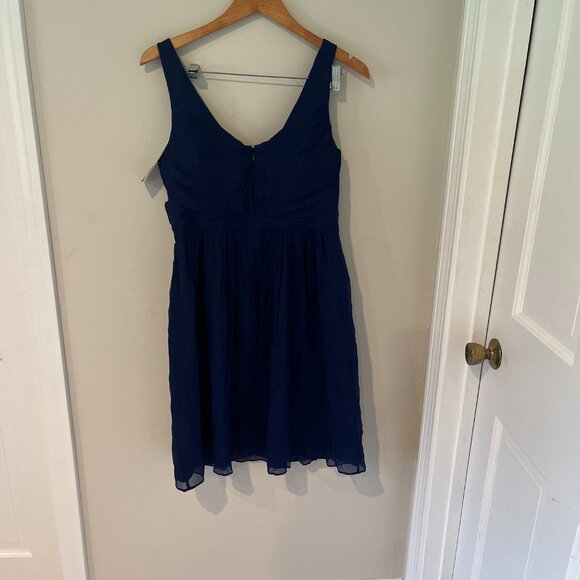 J. Crew Silk Chiffon Heidi Dress Dark Cove 93100 NWT Size 12 - Picture 6 of 9